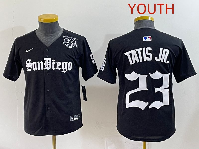 Youth 2025 San Diego Padres #23 Tatis jr Black Five generations Joint Name Nike MLB Jersey style 12->youth mlb jersey->Youth Jersey